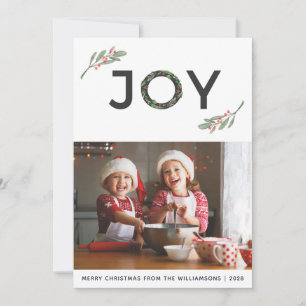 Cartes Pour Fêtes Annuelles Baies de houx Joie Joyeux Noël Une photo 