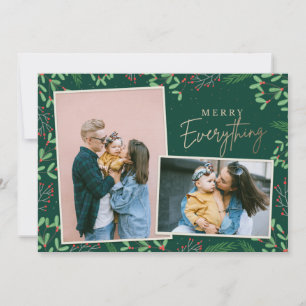 Cartes Pour Fêtes Annuelles Baies de pin vert Joyeux tout photo multiple