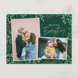 Cartes Pour Fêtes Annuelles Baies de pin vertes Joyeux Tout Photo multiple