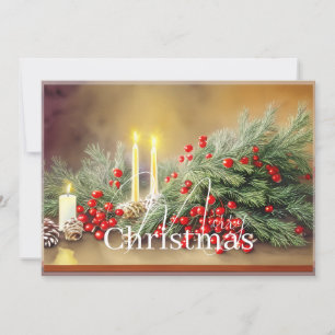 Cartes Pour Fêtes Annuelles Baies de sapin et bougies budget Noël