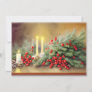 Cartes Pour Fêtes Annuelles Baies de sapin et bougies Noël budget