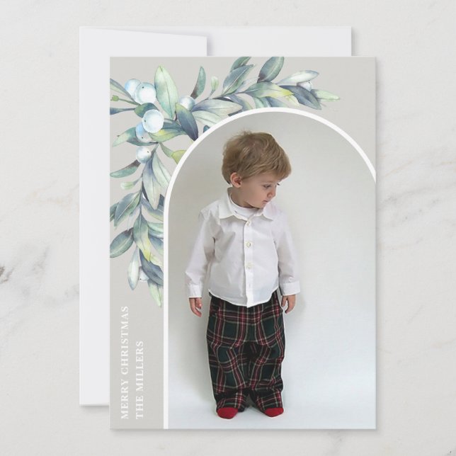 Cartes Pour Fêtes Annuelles Baies d'hiver Blancs photo (Devant)