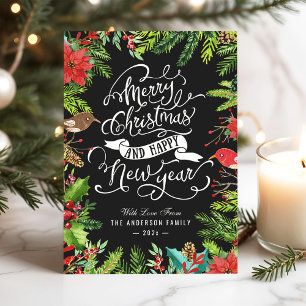 Cartes Pour Fêtes Annuelles Baies et pins   Joyeux Noël Nouvel An