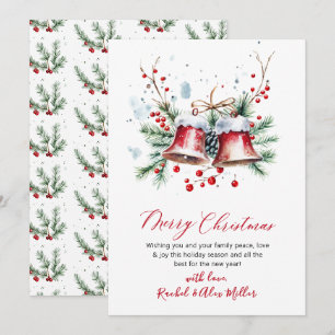 Cartes Pour Fêtes Annuelles Baies rouges botaniques Non Photo Joyeux Noël