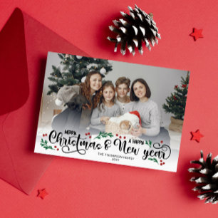 Cartes Pour Fêtes Annuelles Baies rouges Photo Joyeux Noël Bonne année