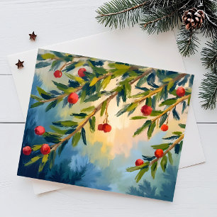 Cartes Pour Fêtes Annuelles Baies & Verdure Joyeux Noël