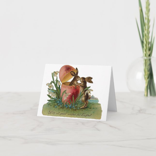 Cartes Pour Fêtes Annuelles Baiser de Bunny de Pâques Vintage (Devant)