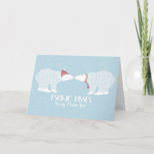 Cartes Pour Fêtes Annuelles Baiser Esquimau Ours Polaire Scandinave Hiver Neig
