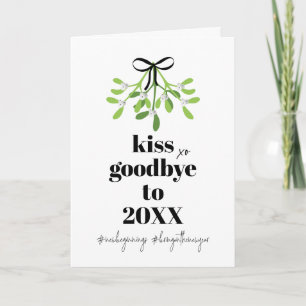 Cartes Pour Fêtes Annuelles Baiser sous le gui, au revoir, deuxième chance, No