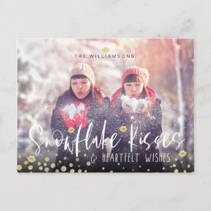 Cartes Pour Fêtes Annuelles Baisers à neige et voeux de coeur   Photo de famil