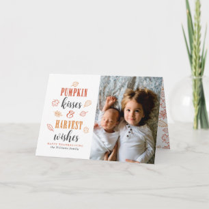Cartes Pour Fêtes Annuelles Baisers citrouilles et souhaits de récolte Thanksg