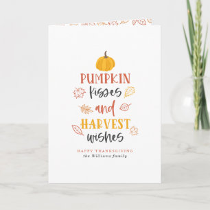 Cartes Pour Fêtes Annuelles Baisers citrouilles et souhaits de récolte Thanksg