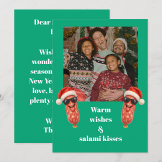 Cartes Pour Fêtes Annuelles Baisers drôles de salami photo de famille Noël