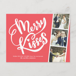 Cartes Pour Fêtes Annuelles Baisers Joyeux Noël des jeunes mariés Merci