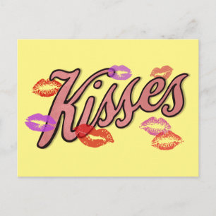 CARTES POUR FÊTES ANNUELLES BAISERS SUR LES LÈVRES