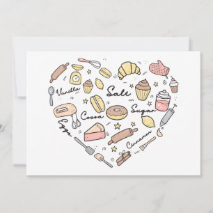 Cartes Pour Fêtes Annuelles Baker Heart Funny Boulangerie Cuisine pâtisserie C