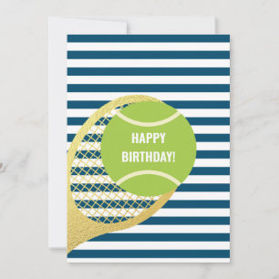 Cartes Pour Fêtes Annuelles Bal de tennis vert moderne Marine bleu Anniversair