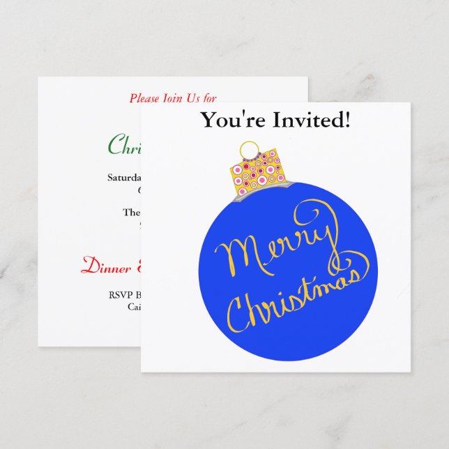 Cartes Pour Fêtes Annuelles Bal Ornement Bleu Fête de Noël (Devant / Derrière)