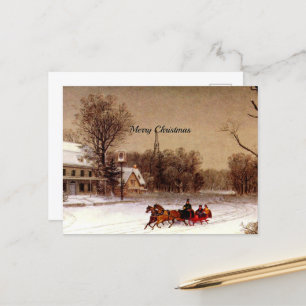 Cartes Pour Fêtes Annuelles Balade de Noël à l'ancienne, Scène d'hiver