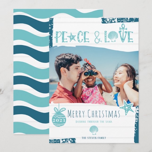 Cartes Pour Fêtes Annuelles Balade de Noël bleu moderne (Devant / Derrière)