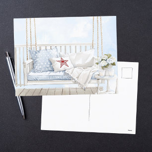 Cartes Pour Fêtes Annuelles Balancelle de porche à l'aquarelle classique patri