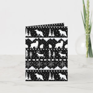 Cartes Pour Fêtes Annuelles Balayage nordique Animaux d'hiver noirs et blancs