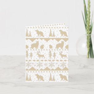 Cartes Pour Fêtes Annuelles Balayage nordique Neutre Beige Blanc Animaux d'hiv