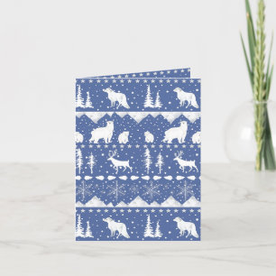 Cartes Pour Fêtes Annuelles Balayage nordique Poussin Ciel bleu Animaux d'hive