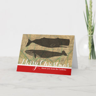 Cartes Pour Fêtes Annuelles Baleine antique Vie marine