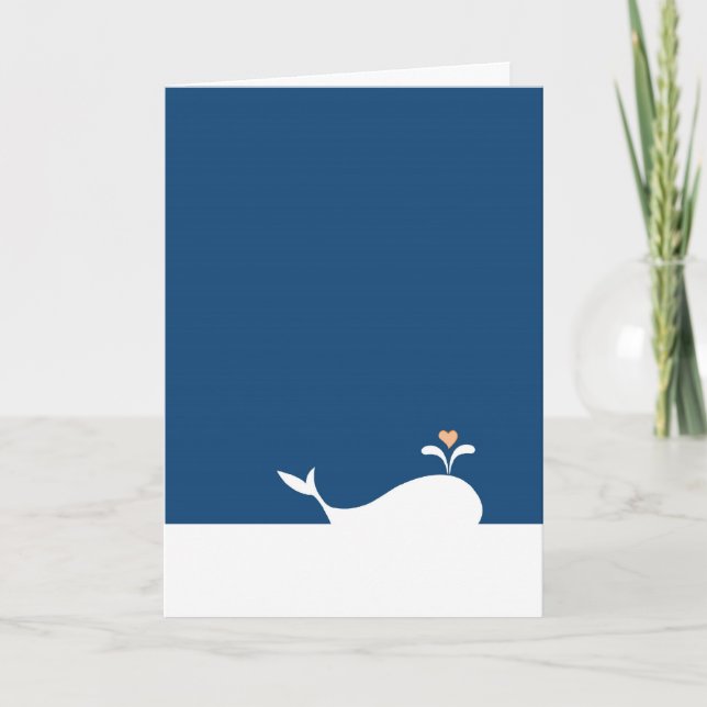 Cartes Pour Fêtes Annuelles Baleine dans l'océan bleu avec coeur d'amour (Devant)