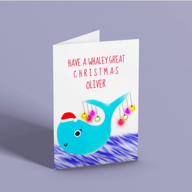 Cartes Pour Fêtes Annuelles Baleine de Noël personnalisable (Créateur téléchargé)