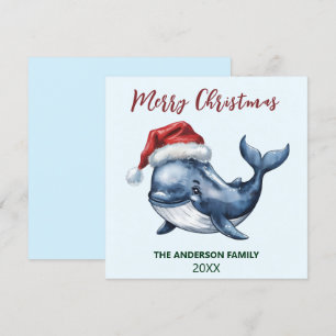 Cartes Pour Fêtes Annuelles Baleine nautique personnalisée avec chapeau de Pèr