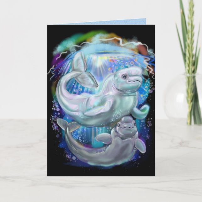 Cartes Pour Fêtes Annuelles Baleines de Beluga (Devant)