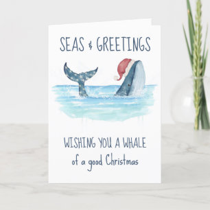 Cartes Pour Fêtes Annuelles Baleines Père Noël Seas & salutations Noël nautiqu