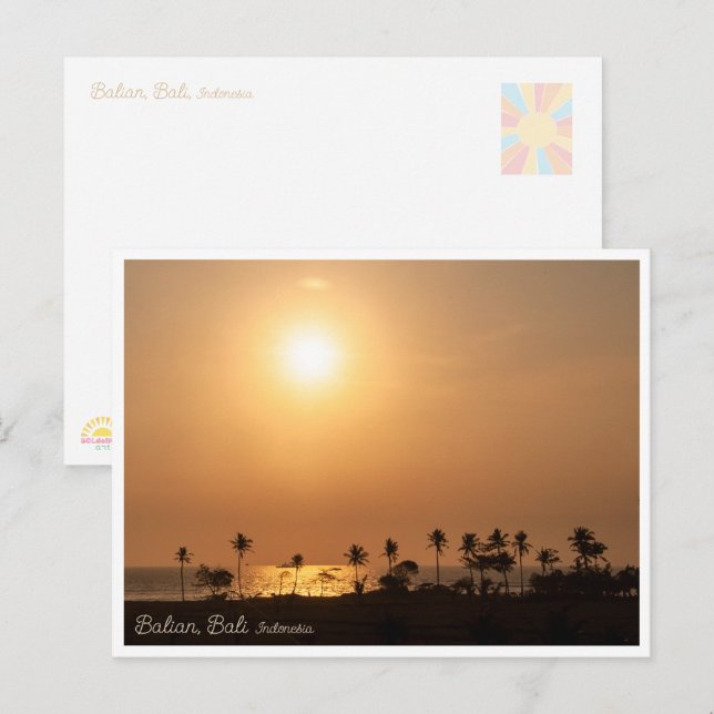 Cartes Pour Fêtes Annuelles Balian Palm Beach Sunset Postcard (Devant / Derrière)