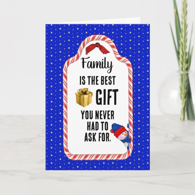 Cartes Pour Fêtes Annuelles Balise cadeau de Noël de famille (Devant)