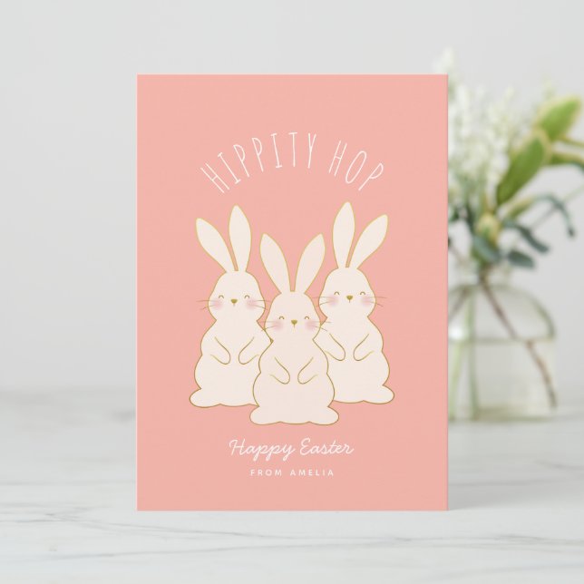 Cartes Pour Fêtes Annuelles Balise Cadeau de Pâques personnalisé lapins délica (Debout devant)