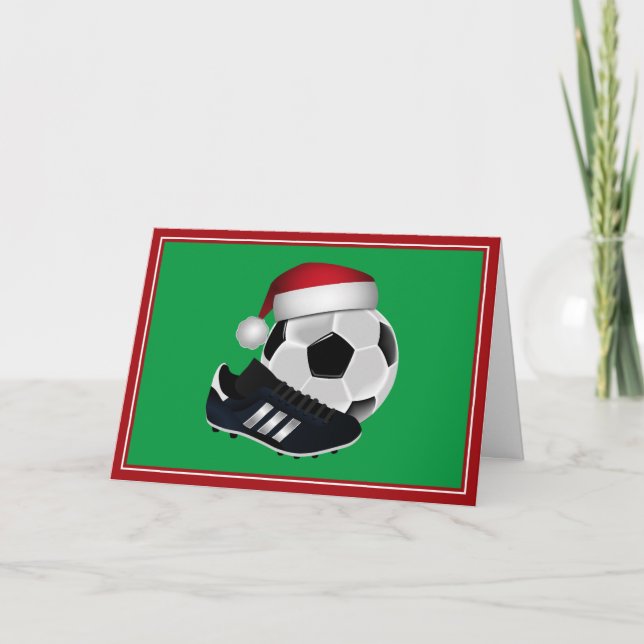 Cartes Pour Fêtes Annuelles Balle de football de Noël et chaussure (Devant)
