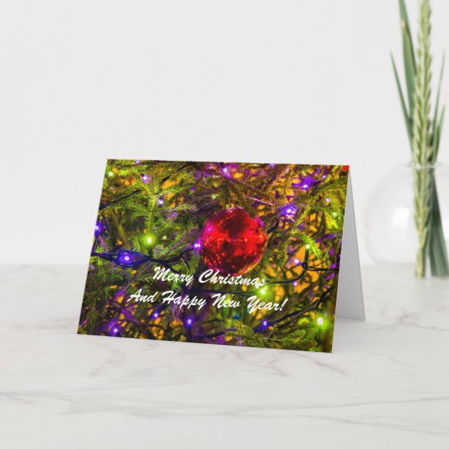 Cartes Pour Fêtes Annuelles Balle de Noël Épinette rouge (Devant)