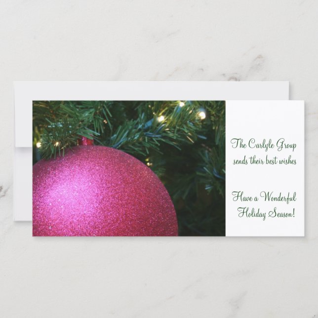 Cartes Pour Fêtes Annuelles Balle de Noël rose (Devant)