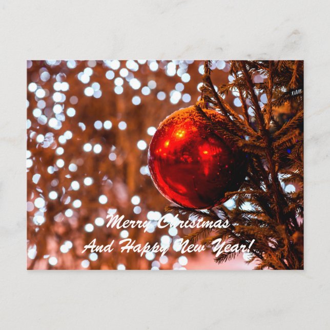 Cartes Pour Fêtes Annuelles Balle de Noël Rouge Blanc (Devant)
