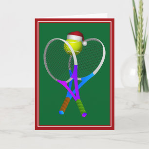 Cartes Pour Fêtes Annuelles Balle de Tennis de Noël et raquettes