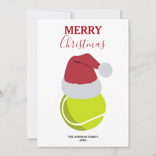 Cartes Pour Fêtes Annuelles Balle de Tennis de Noël Nom Personnalisé (Devant)