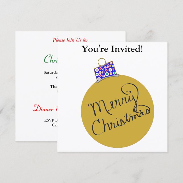 Cartes Pour Fêtes Annuelles Balle d'ornement de Noël (Devant / Derrière)