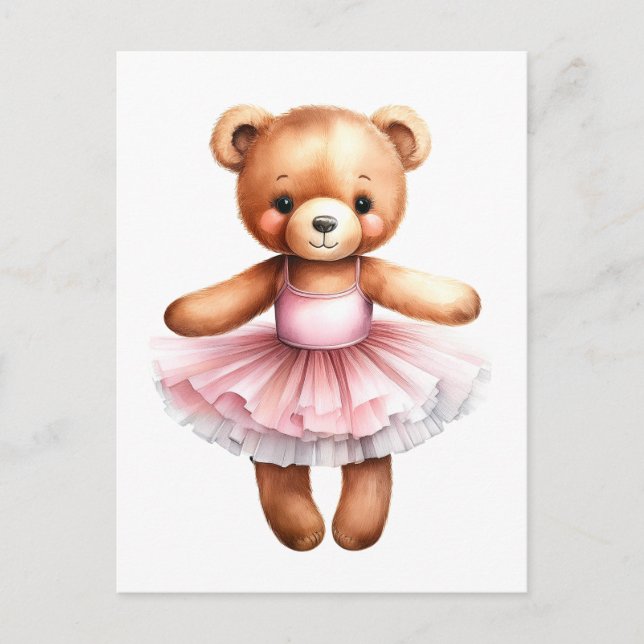 Cartes Pour Fêtes Annuelles Ballerine de danse de l'ours en peluche (Devant)