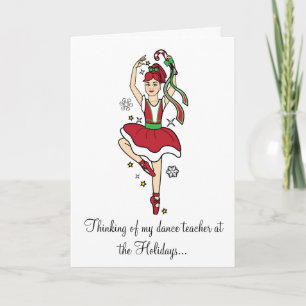 Cartes Pour Fêtes Annuelles Ballerine de professeur de danse de vacances avec