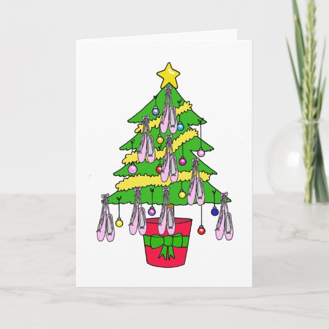 Cartes Pour Fêtes Annuelles Ballet Chaussures Festive Arbre de Noël (Devant)