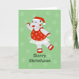 Cartes Pour Fêtes Annuelles Ballet Hippo Christmas Snowflakes Vert illusima