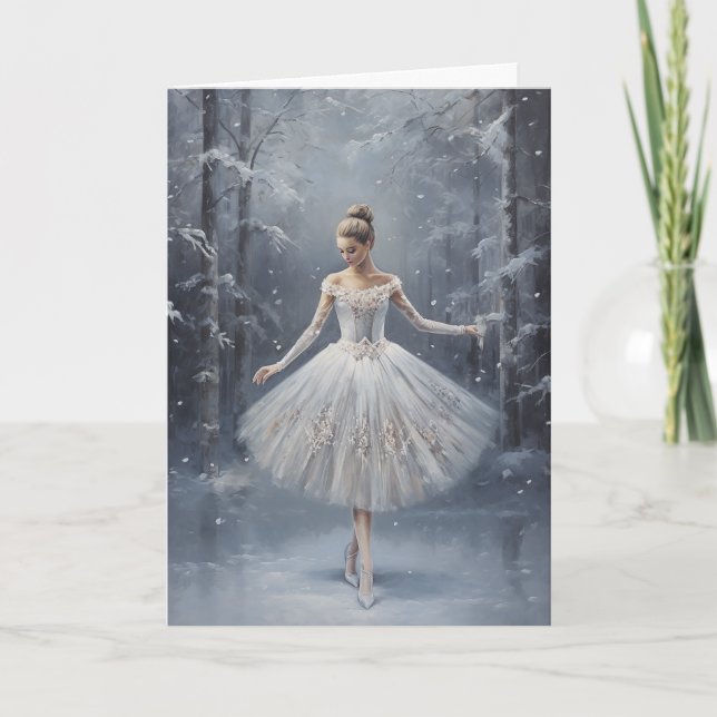Cartes Pour Fêtes Annuelles Ballet Reine des Neiges Flocon de Neige Ballerine  (Devant)
