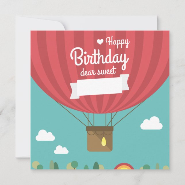 Cartes Pour Fêtes Annuelles Ballon à Air Chaud Anniversaire (Devant)